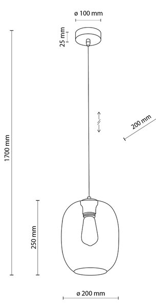 TK Lighting Černý závěsný lustr Elio s průhledným stínidlem pro žárovku E27 TK4339