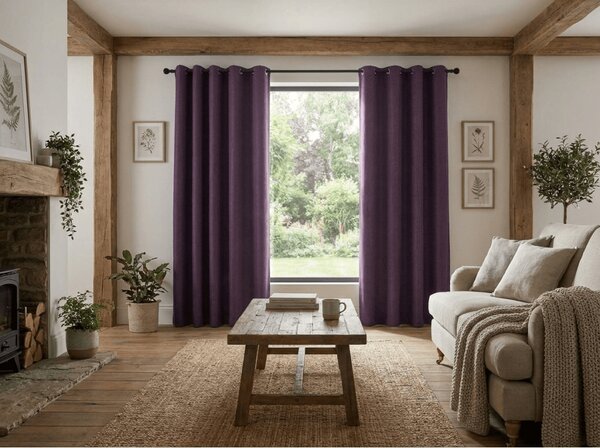 Zatemňovací závěs DUNES VELVET 140x250 cm, fialový Zavěšení: Kovové kroužky