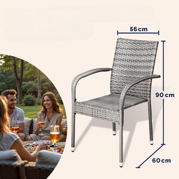 Deuba Ratanové židle Comfort 4 ks - šedá
