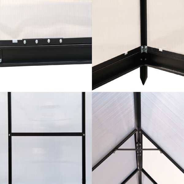 Furnigo Zahradní skleník 380x190x195 cm + základna - černý