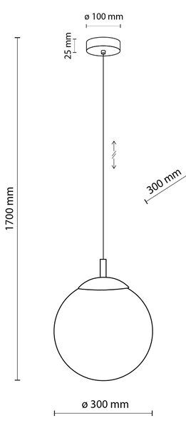TK Lighting Černý závěsný lustr Esme s bílým stínidlem 300mm pro žárovku E27 TK5670