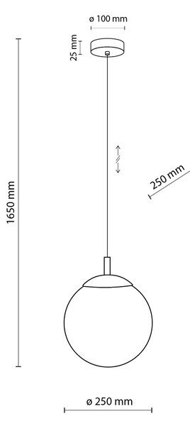 TK Lighting Černý závěsný lustr Esme s bílým stínidlem 250mm pro žárovku E27 TK5669