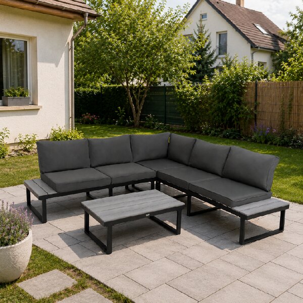 Furnigo Zahradní kovový set Malaga - černý/antracit podušky