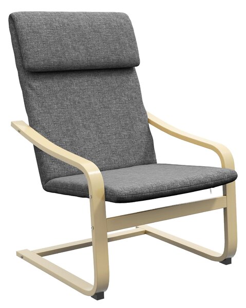 HOMCOM Houpací Křeslo Relaxační Křeslo s Opěrkou Hlavy, Křeslo s Dřevěným Rámem pro Obývací Pokoj, Tmavě Šedé 66,5 x 80 x 99 cm | Aosom
