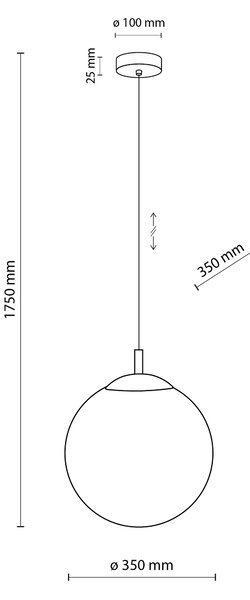 TK Lighting Černý závěsný lustr Esme s bílým stínidlem 350mm pro žárovku E27 TK5671