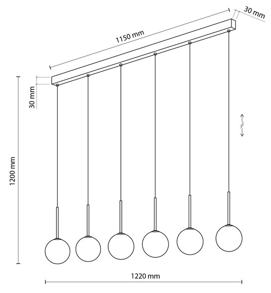 TK Lighting Černý závěsný lustr Martin pro žárovku 6x G9 TK4504
