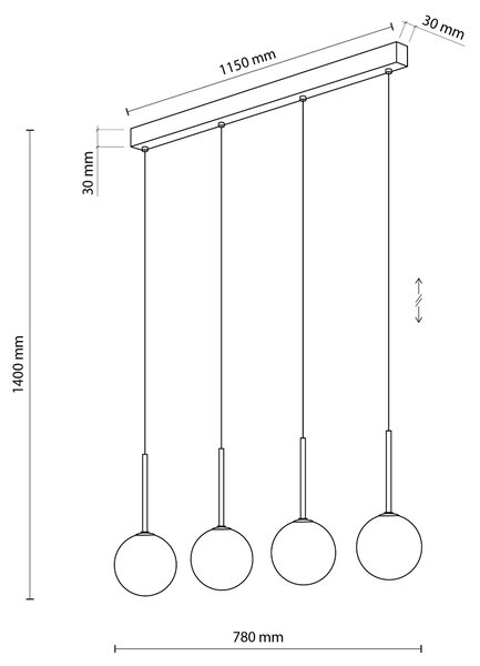 TK Lighting Černý závěsný lustr Martin pro žárovku 4x G9 TK4503