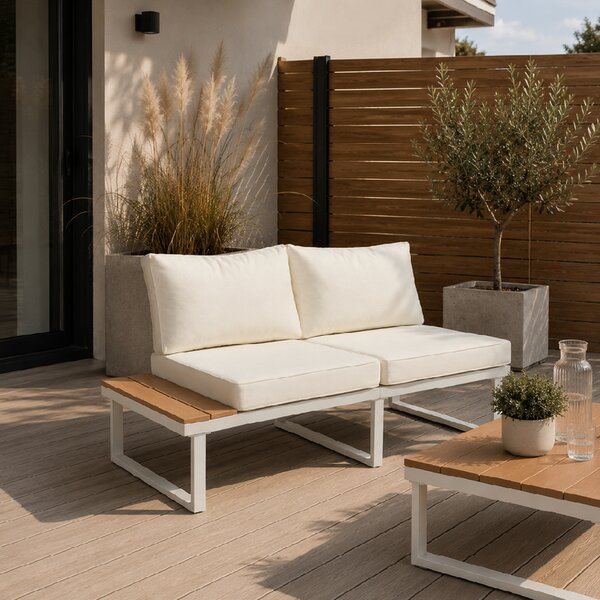 Furnigo Zahradní kovový set Malaga - bílý/krémové polštáře