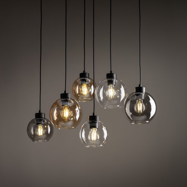 TK Lighting Černý závěsný lustr Cubus pro žárovku 6x E27 TK2164