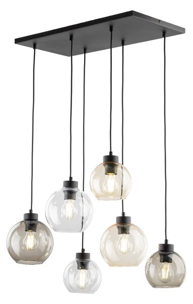 TK Lighting Černý závěsný lustr Cubus pro žárovku 6x E27 TK2164