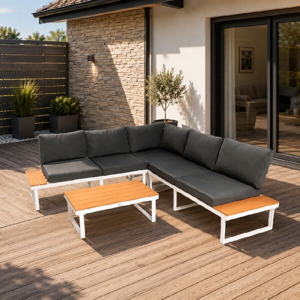 Furnigo Zahradní kovový set Malaga - bílý/antracit polštáře