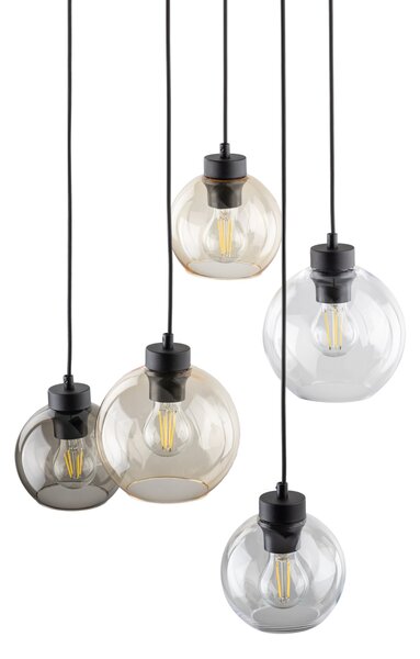 TK Lighting Černý závěsný lustr Cubus pro žárovku 6x E27 TK2164