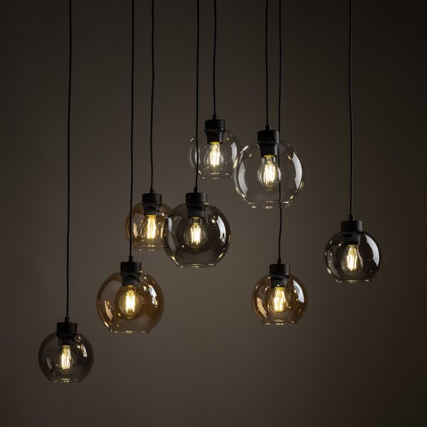 TK Lighting Černý závěsný lustr Cubus pro žárovku 8x E27 TK2834