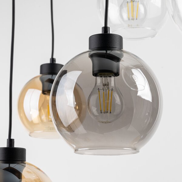 TK Lighting Černý závěsný lustr Cubus pro žárovku 8x E27 TK2834