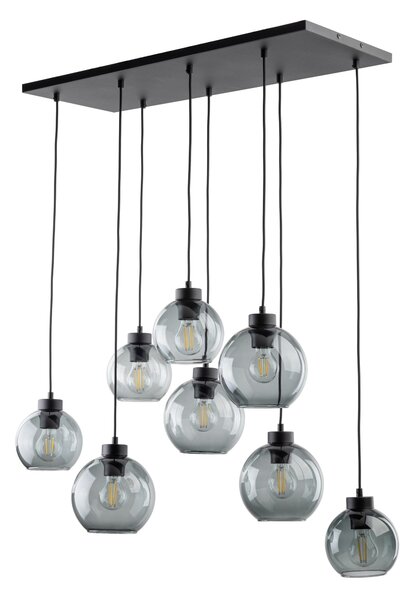 TK Lighting Černý závěsný lustr Cubus s kouřovými stínidly pro žárovku 8x E27 TK4113