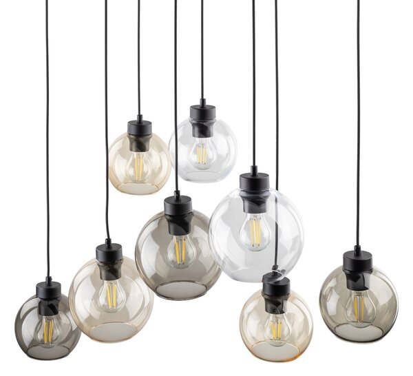 TK Lighting Černý závěsný lustr Cubus pro žárovku 8x E27 TK2834