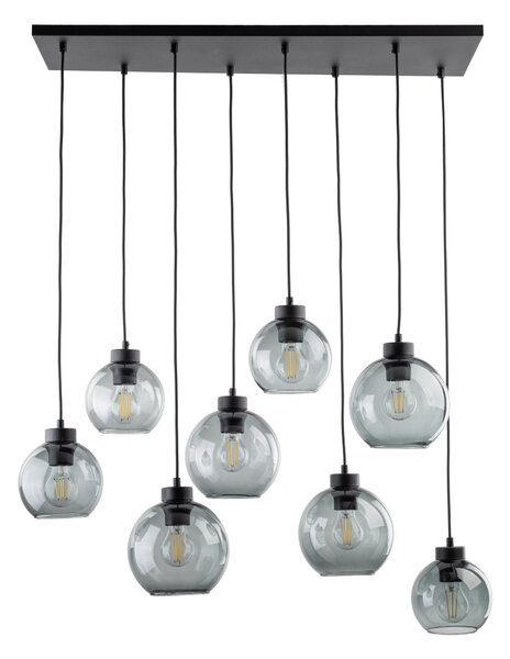 TK Lighting Černý závěsný lustr Cubus s kouřovými stínidly pro žárovku 8x E27 TK4113