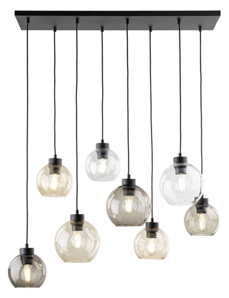 TK Lighting Černý závěsný lustr Cubus pro žárovku 8x E27 TK2834