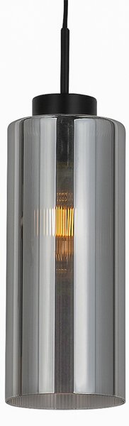 Art Deco závěsné svítidlo černé s kouřovým sklem - Laura