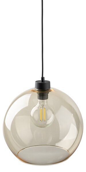 TK Lighting Černý závěsný lustr Cubus s jantarovým stínidlem pro žárovku E27 TK2064