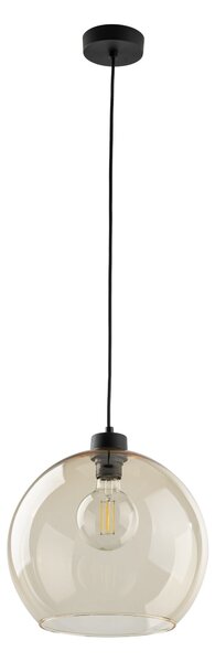 TK Lighting Černý závěsný lustr Cubus s jantarovým stínidlem pro žárovku E27 TK2064