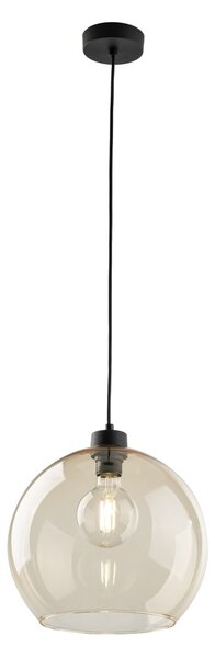 TK Lighting Černý závěsný lustr Cubus s jantarovým stínidlem pro žárovku E27 TK2064
