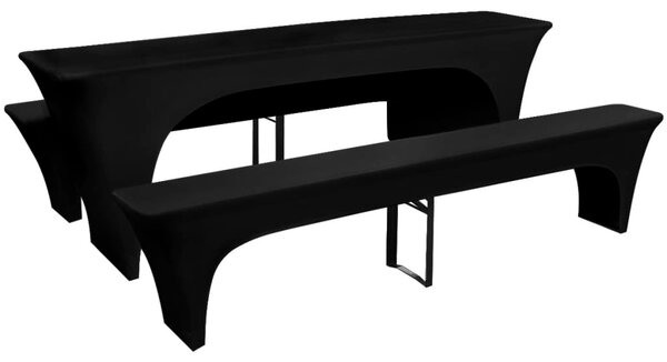3 strečové černé povlaky na pivní stůl a lavice 220 x 70 x 80 cm