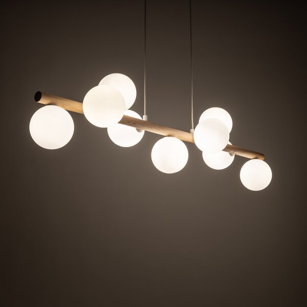 TK Lighting Závěsný lustr Estera Wood s dekorem dřeva pro žárovku 9x G9 TK5906