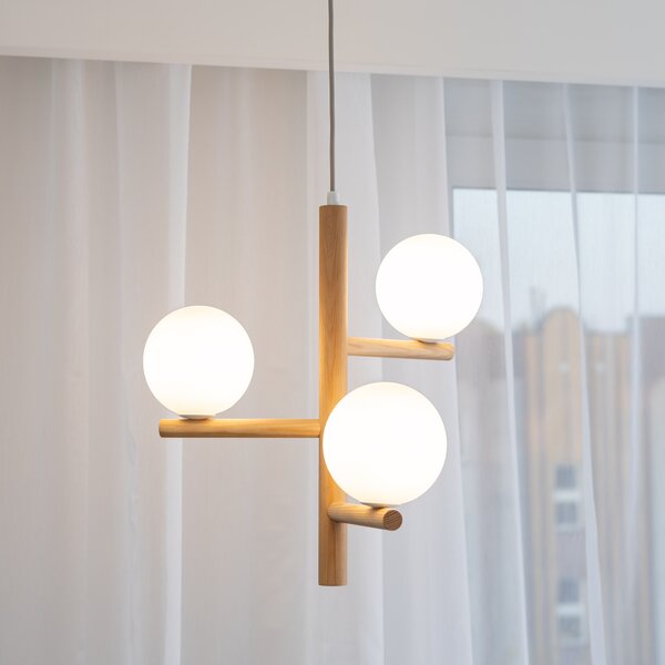 TK Lighting Závěsný lustr Estera Wood s dekorem dřeva pro žárovku 3x G9 TK6799