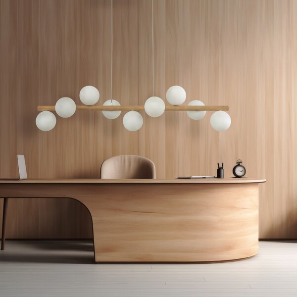 TK Lighting Závěsný lustr Estera Wood s dekorem dřeva pro žárovku 9x G9 TK5906