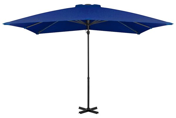 Boční zahradní slunečník s hliníkovou tyčí azurový 250 x 250 cm