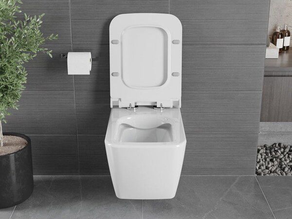 Mexen Vega WC mísa Rimless se štíhlým, pomalu uzavíratelným sedátkem, duroplast, lesklá bílá - 30654000