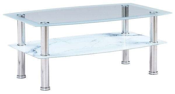 Konferenční stolek vzhled mramor bílý 100x60x42 cm tvrzené sklo