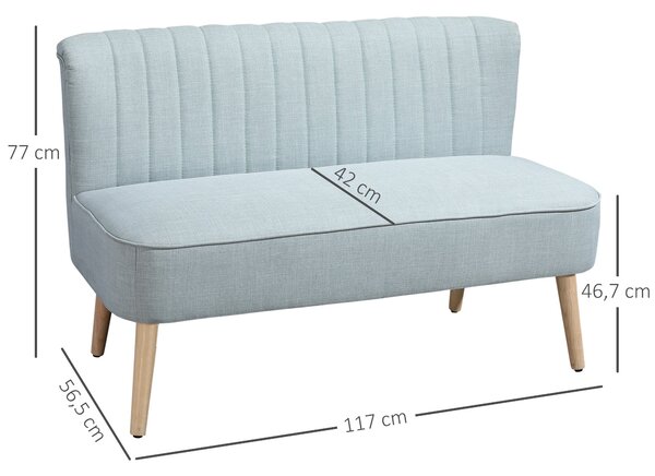 HOMCOM 2místná pohovka, malá čalouněná pohovka s lněným vzhledem do obývacího pokoje či ložnice, světle zelená (117 x 56,5 x 77 cm) | Aosom