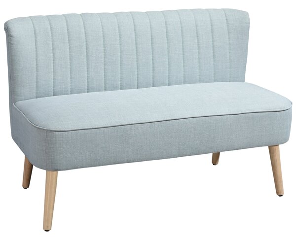 HOMCOM 2místná pohovka, malá čalouněná pohovka s lněným vzhledem do obývacího pokoje či ložnice, světle zelená (117 x 56,5 x 77 cm) | Aosom