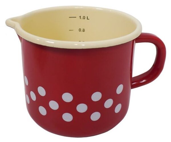 Smaltovaný hrnek s puntíky a odměrkou 1000 ml (Isabelle Rose)
