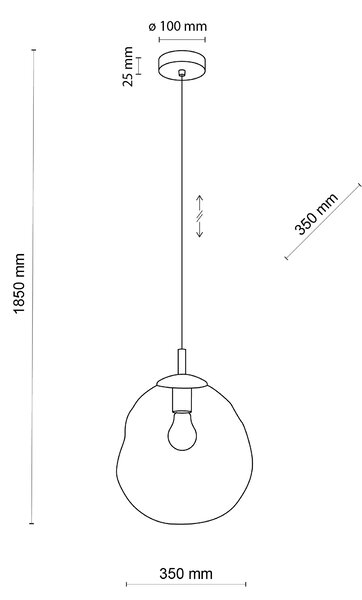 TK Lighting Zlatý závěsný lustr SOL s jantarovým stínidlem 350mm pro žárovku E27 TK4261