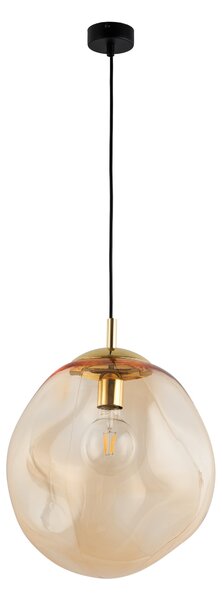 TK Lighting Zlatý závěsný lustr SOL s jantarovým stínidlem 350mm pro žárovku E27 TK4261
