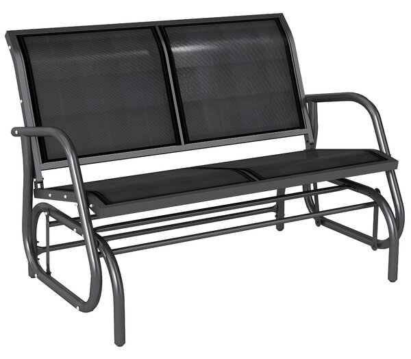 Outsunny Zahradní Houpací Lavice pro Dva s Houpacím Mechanismem - Kovová Houpací Lavice s Nosností až 200 kg, Zahradní Nábytek pro Zahradu, Terasu, Ve