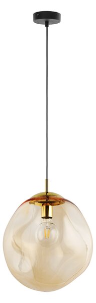 TK Lighting Zlatý závěsný lustr SOL s jantarovým stínidlem 350mm pro žárovku E27 TK4261