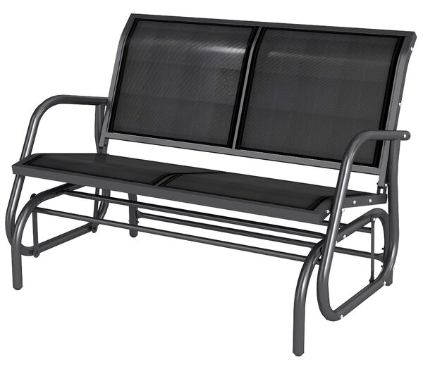 Outsunny Zahradní Houpací Lavice pro Dva s Houpacím Mechanismem - Kovová Houpací Lavice s Nosností až 200 kg, Zahradní Nábytek pro Zahradu, Terasu, Ve