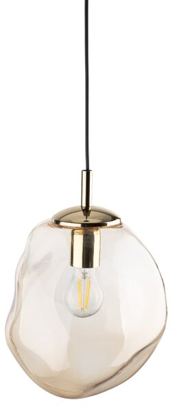 TK Lighting Zlatý závěsný lustr SOL s jantarovým stínidlem 250mm pro žárovku E27 TK10083