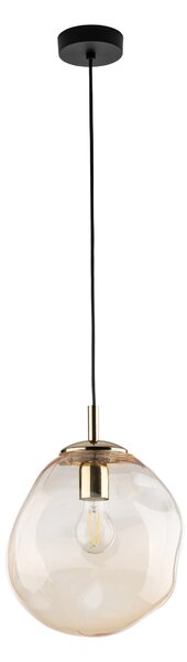 TK Lighting Zlatý závěsný lustr SOL s jantarovým stínidlem 250mm pro žárovku E27 TK10083