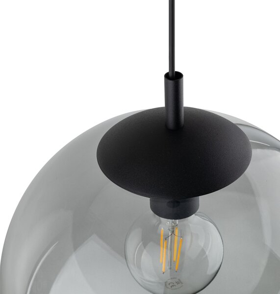 TK Lighting Černý závěsný lustr Esme s kouřovým stínidlem 350mm pro žárovku E27 TK5380