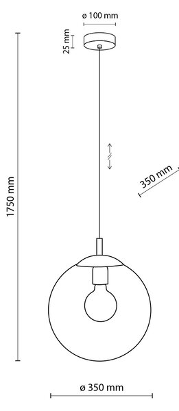 TK Lighting Černý závěsný lustr Esme s kouřovým stínidlem 350mm pro žárovku E27 TK5380