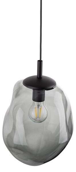 TK Lighting Černý závěsný lustr SOL s kouřovým stínidlem 250mm pro žárovku E27 TK10084