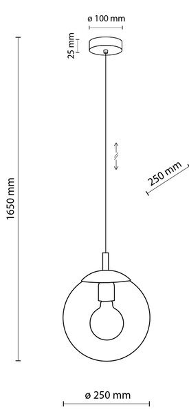 TK Lighting Černý závěsný lustr Esme s kouřovým stínidlem 250mm pro žárovku E27 TK5378