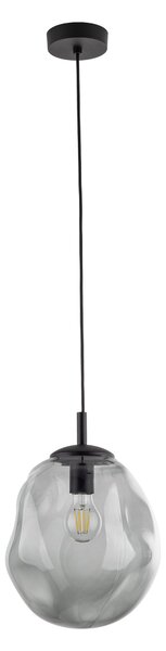 TK Lighting Černý závěsný lustr SOL s kouřovým stínidlem 250mm pro žárovku E27 TK10084
