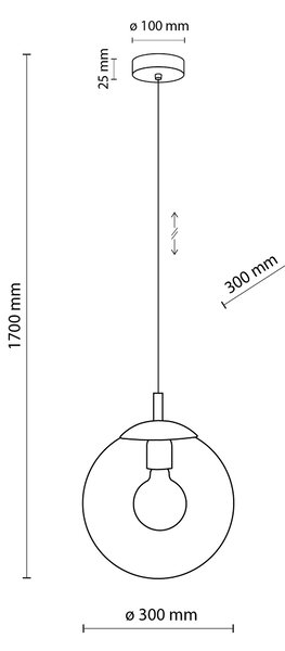 TK Lighting Černý závěsný lustr Esme s kouřovým stínidlem 300mm pro žárovku E27 TK5379