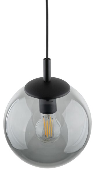 TK Lighting Černý závěsný lustr Esme s kouřovým stínidlem 250mm pro žárovku E27 TK5378